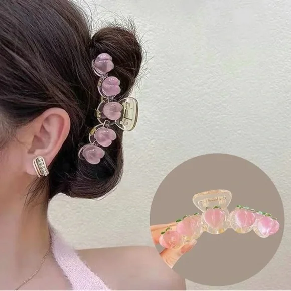 Sweet Peach Hair Claw Clip Women’s Crab Ponytail Clip Fashion Accessories - Picture 1 of 7